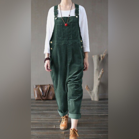 Zanzea Pants & Jumpsuits Zanea Green Corduroy Overalls Poshmark